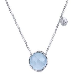 Gabriel & Co. Diamond and Blue Jade Fashion Necklace