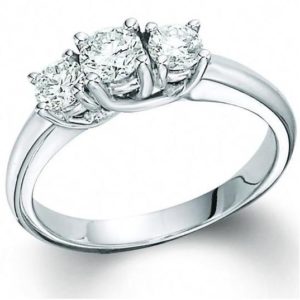 14 Karat White Gold 3 Stone Diamond Ring