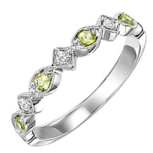 White Gold Diamond and Peridot Stackable Ring