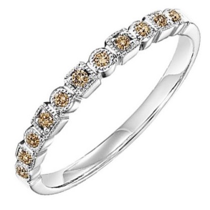 White Gold Diamond and Enhanced Brown Diamond Stackable Ring