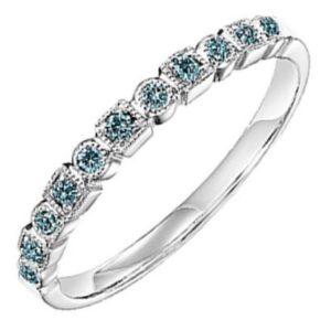 White Gold Diamond and Enhanced Blue Diamond Ring