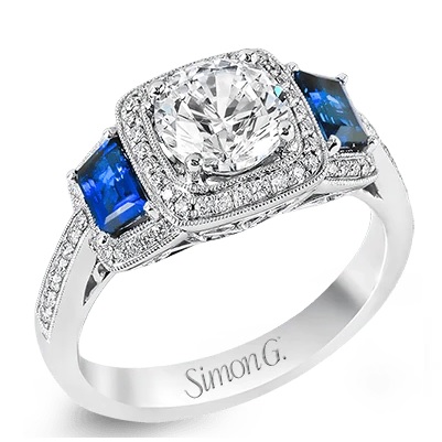 Simon G. 18 Karat White Gold Diamond Mounting With Sapphires