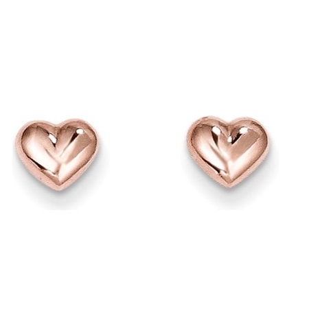 14 karat rose gold heart post earrings.