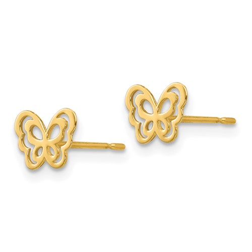 14 karat yellow gold butterfly post earrings