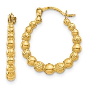 10kt yellow gold beaded hoop earrings