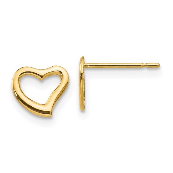 14 karat yellow gold heart post earrings.