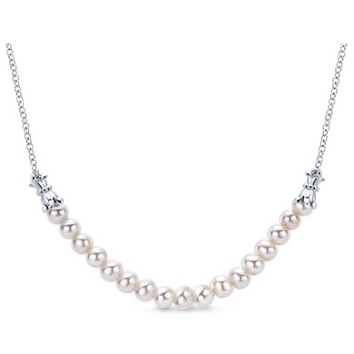 Gabriel & Co. Silver Pearl Necklace