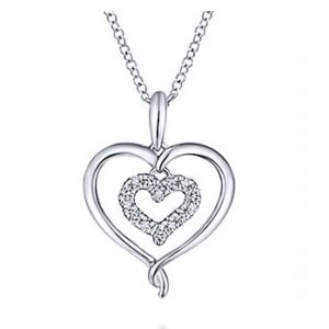 Gabriel & Co. Silver Double Heart Diamond Pendant