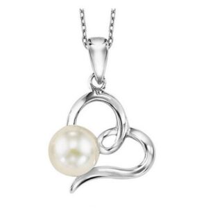 Sterling Silver Heart Pendant with White Pearl