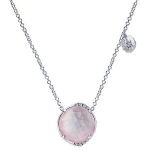 Gabriel & Co. Diamond and Pink Mother of Pearl Fashion Necklace