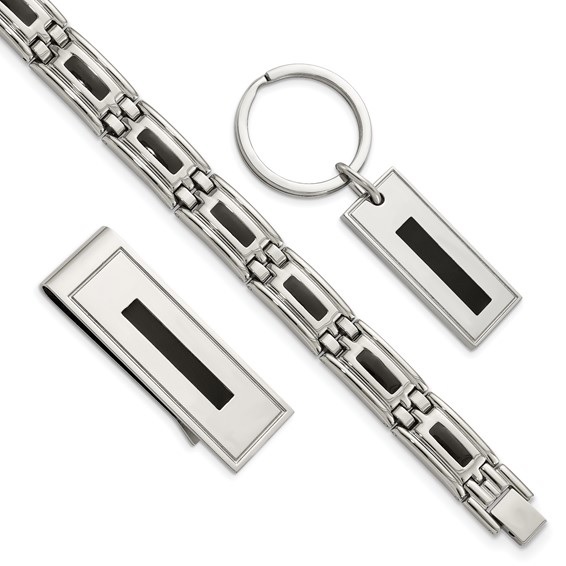 Stainless Steel Bracelet, Key Chain and Money Clip Set