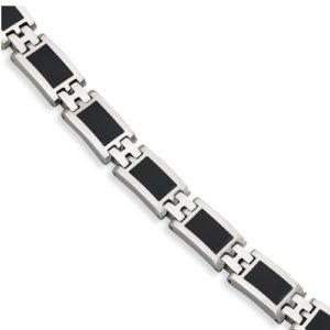 Stainless Steel Black Enameled Bracelet