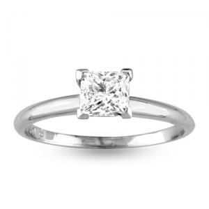 14 Karat White Gold Princess Diamond Solitaire Engagement Ring