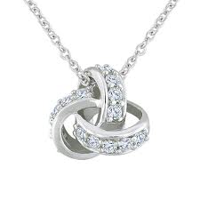 Sterling Silver Love Knot Diamond Pendant