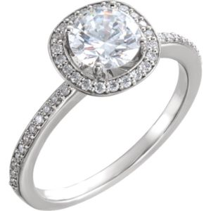 Platinum Halo Engagement Ring With Created Diamond