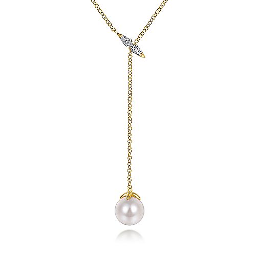 Gabriel & Co. Pearl and Diamond Necklace
