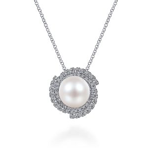 Gabriel & Co. Pearl and Diamond Pendant
