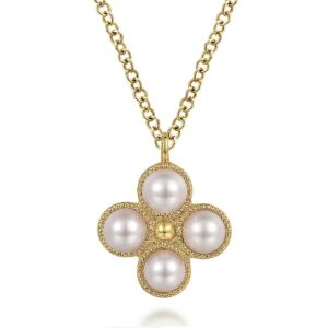 Gabriel & Co. Pearl and Diamond Necklace