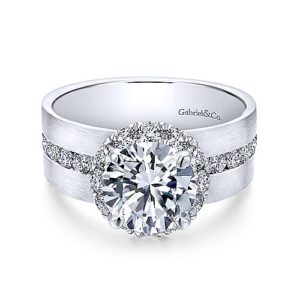 14 karat white gold diamond mounting by Gabriel & Co.