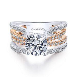 14 karat white and rose gold diamond mounting by Gabriel & Co.