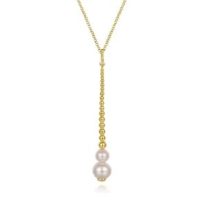 14 karat yellow gold pearl pendant by Gabriel & Co.
