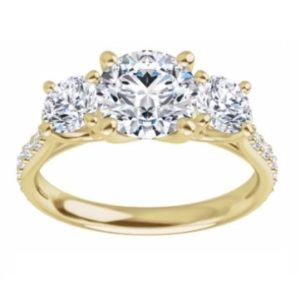 14 Karat Yellow Gold 3 Stone Diamond Ring
