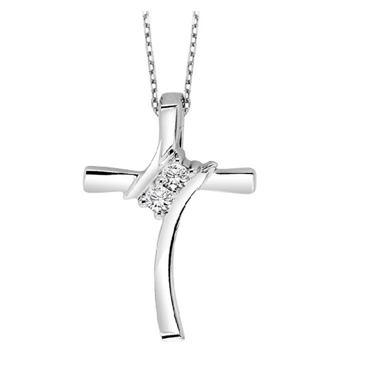 Silver Twogether Diamond Cross Pendant