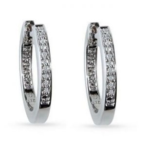 Sterling silver diamond hoop earrings