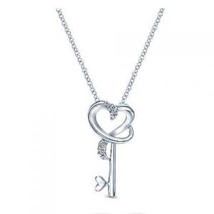Gabriel & Co. Silver Heart Key Necklace
