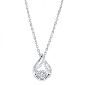 Sterling silver pendant with round brilliant cut cubic zirconia.