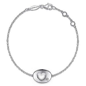 Gabriel & Co. Sterling Silver Chain Bracelet with Diamond Cutout Heart Charm