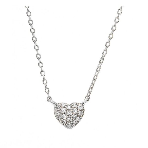 Sterling silver heart necklace with diamonds.