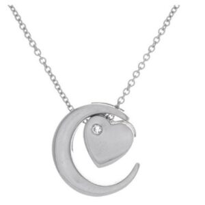 Sterling silver 'Love U To The Moon N Back' pendant with diamond.