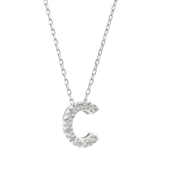 14kt White Gold Diamond Initial Pendant