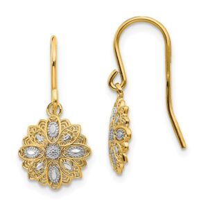 14 Karat Two-Tone Gold Earrings
