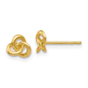 14 karat yellow gold trinity knot post earrings