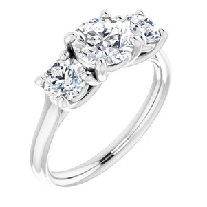 14 Karat White Gold 3 Stone Diamond Ring