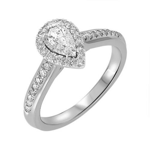 14 Karat White Gold Pear Shaped Diamond Engagement Ring