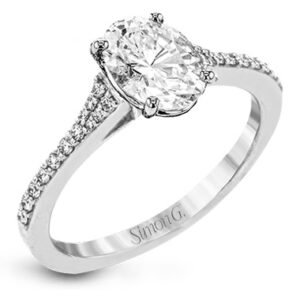 Simon G. 18 Karat White Gold Engagement Ring With Created Oval Diamond