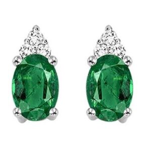10kt White Gold Emerald Earrings