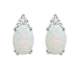 10kt White Gold Opal Earrings