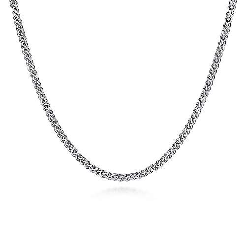 Gabriel & Co. Men’s Silver Wheat Chain Necklace