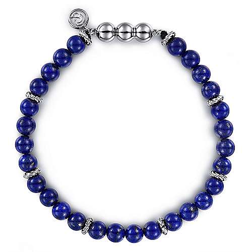 Gabriel & Co. Men’s Silver Lapis Beads Bracelet