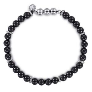 Gabriel & Co. Men’s Silver Black Onyx Bracelet