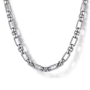 Gabriel & Co. Men’s Silver Figaro Chain Necklace