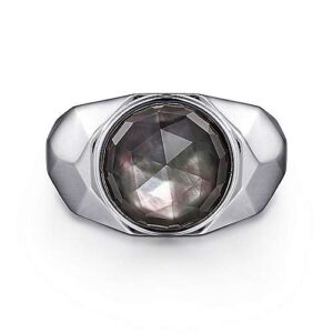 Gabriel & Co. Men’s Silver Ring with Black Mother of Pearl