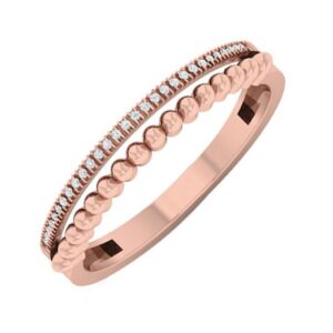 10kt rose gold ring with 1/20ct total weight of round diamonds.