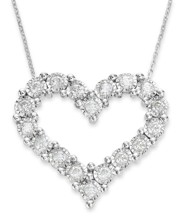 14kt White Gold Diamond Heart Pendant