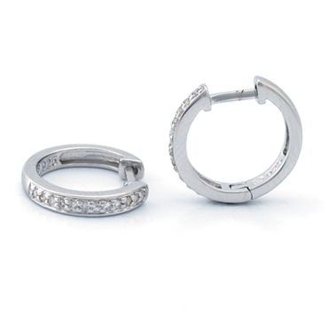 Sterling silver diamond hoop earrings.