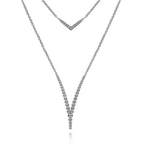Sterling silver white sapphire and beaded necklace by Gabriel & Co.